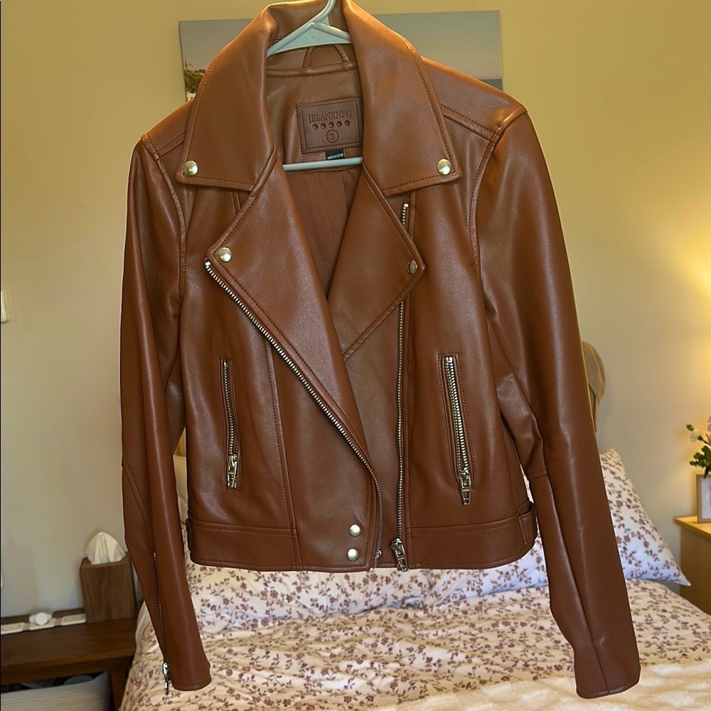 Blank NYC Brown Faux Leather Moto Jacket
